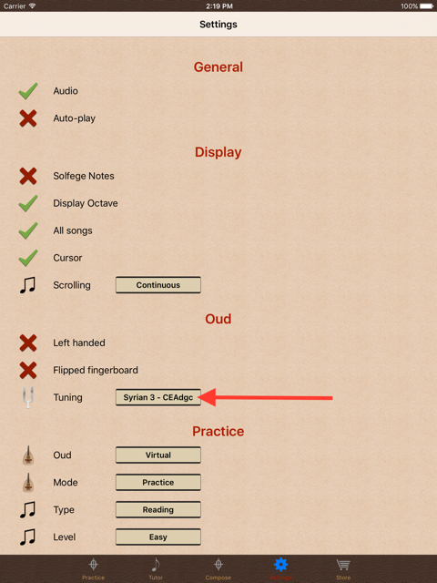 Settings Screen